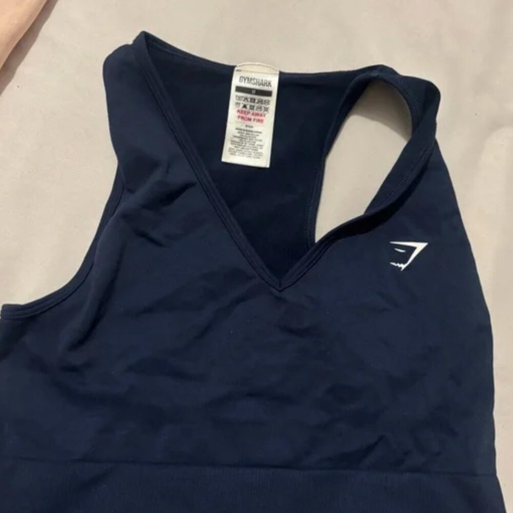 Gymshark Blue Sports Bra Racerback V-Neck